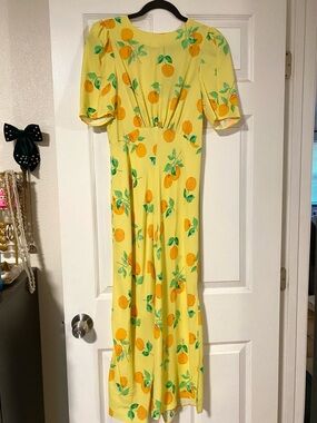 Nasty Gal Yellow Orange-Print Maxi Dress